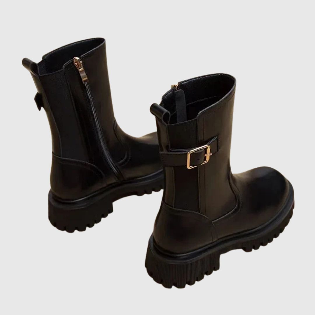 HELENA | BUCKLE CHUNKY ANKLE BOOTS