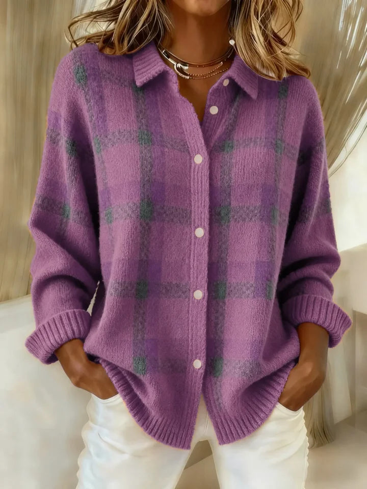 MARCOLLINE | RETRO PLAID SWEATER WITH CASUAL CONTRAST