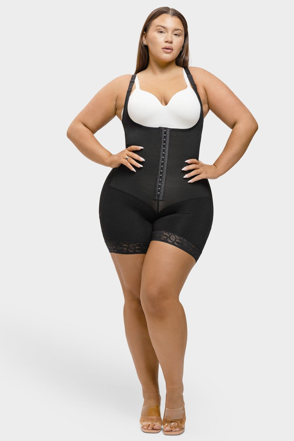 Felicia Short Powernet® - Ademende Latex Body met Open Borst, Buikcontrole en Stevige Compressie Shapewear.