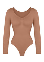 Stefanie Lange Mouw -  Naadloze Body met String, Borstondersteuning & Buikcontrole