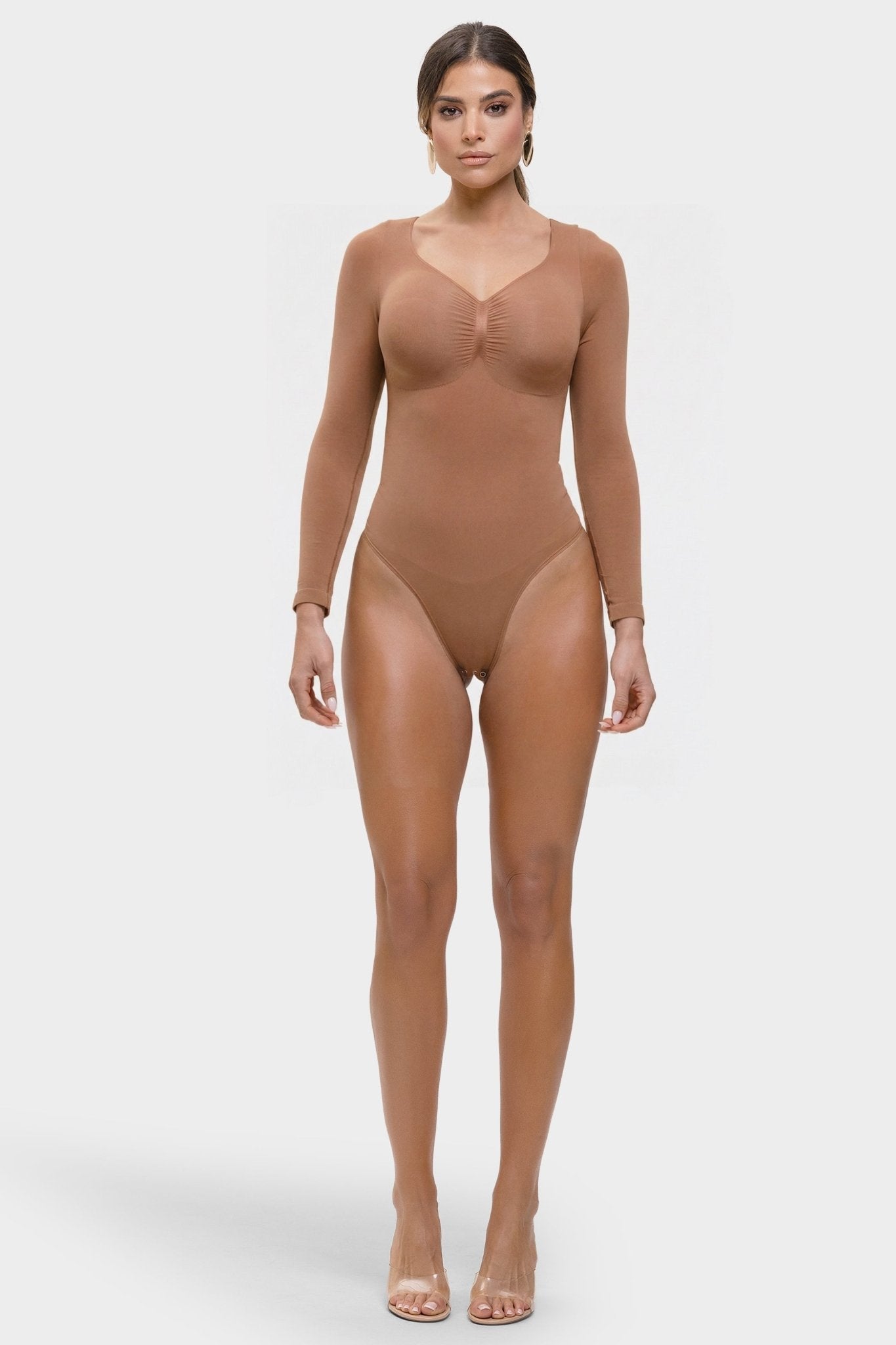 Stefanie Lange Mouw -  Naadloze Body met String, Borstondersteuning & Buikcontrole