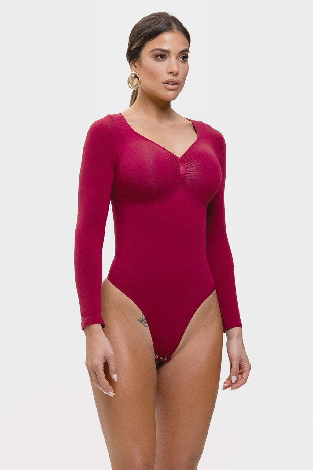 Stefanie Lange Mouw -  Naadloze Body met String, Borstondersteuning & Buikcontrole