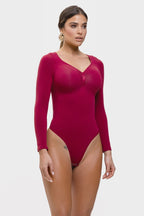 Stefanie Lange Mouw -  Naadloze Body met String, Borstondersteuning & Buikcontrole