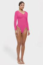 Stefanie Lange Mouw -  Naadloze Body met String, Borstondersteuning & Buikcontrole