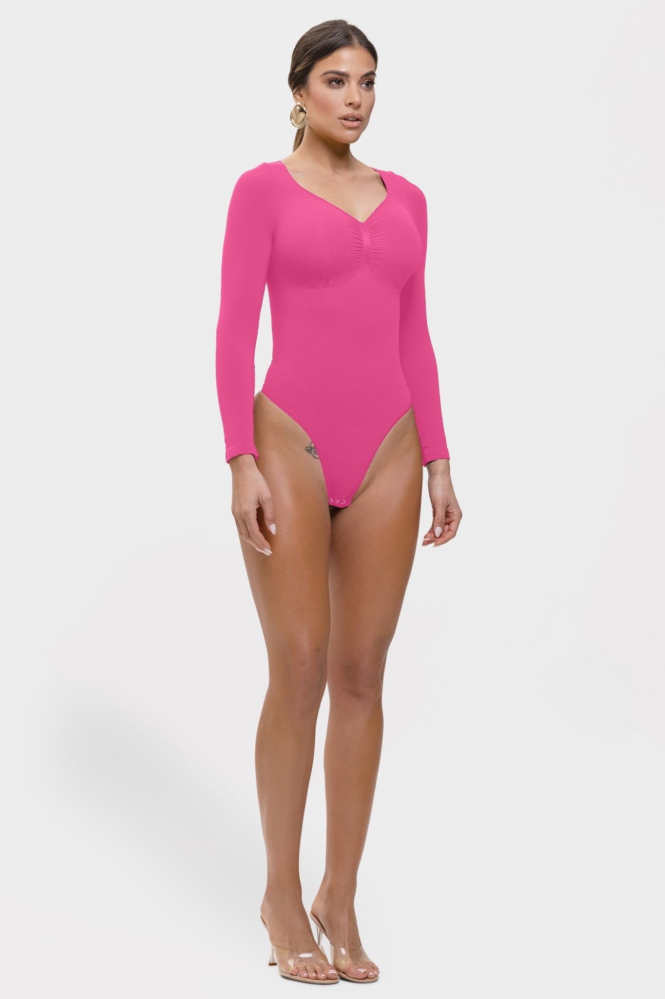 Stefanie Lange Mouw -  Naadloze Body met String, Borstondersteuning & Buikcontrole