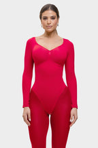 Stefanie Lange Mouw -  Naadloze Body met String, Borstondersteuning & Buikcontrole