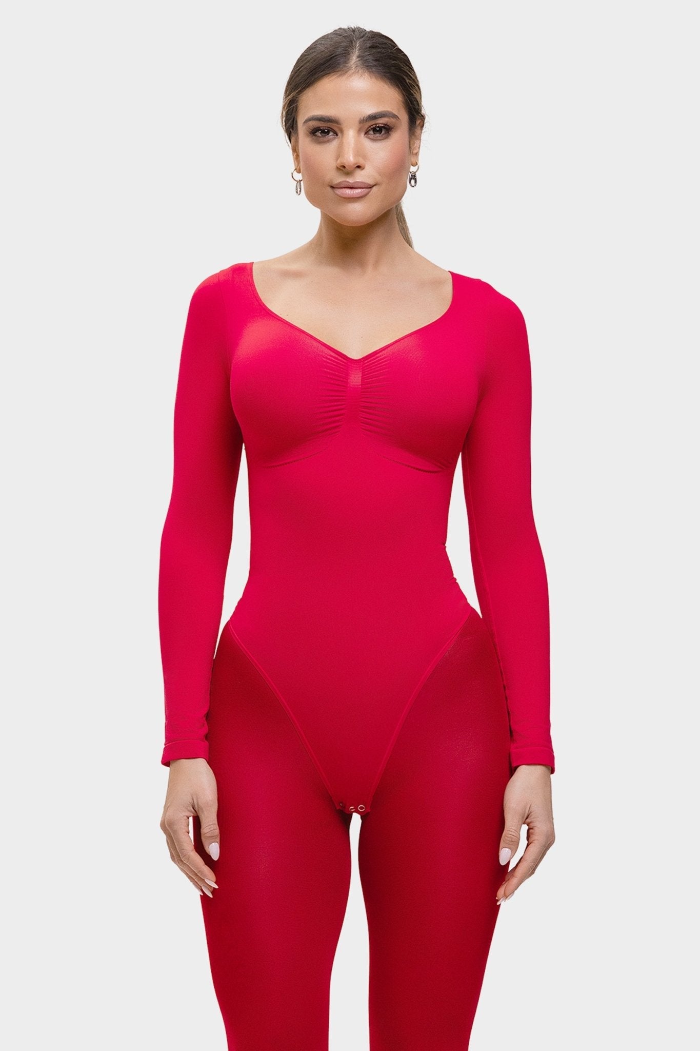 Stefanie Lange Mouw -  Naadloze Body met String, Borstondersteuning & Buikcontrole