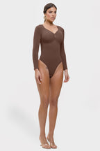 Stefanie Lange Mouw -  Naadloze Body met String, Borstondersteuning & Buikcontrole