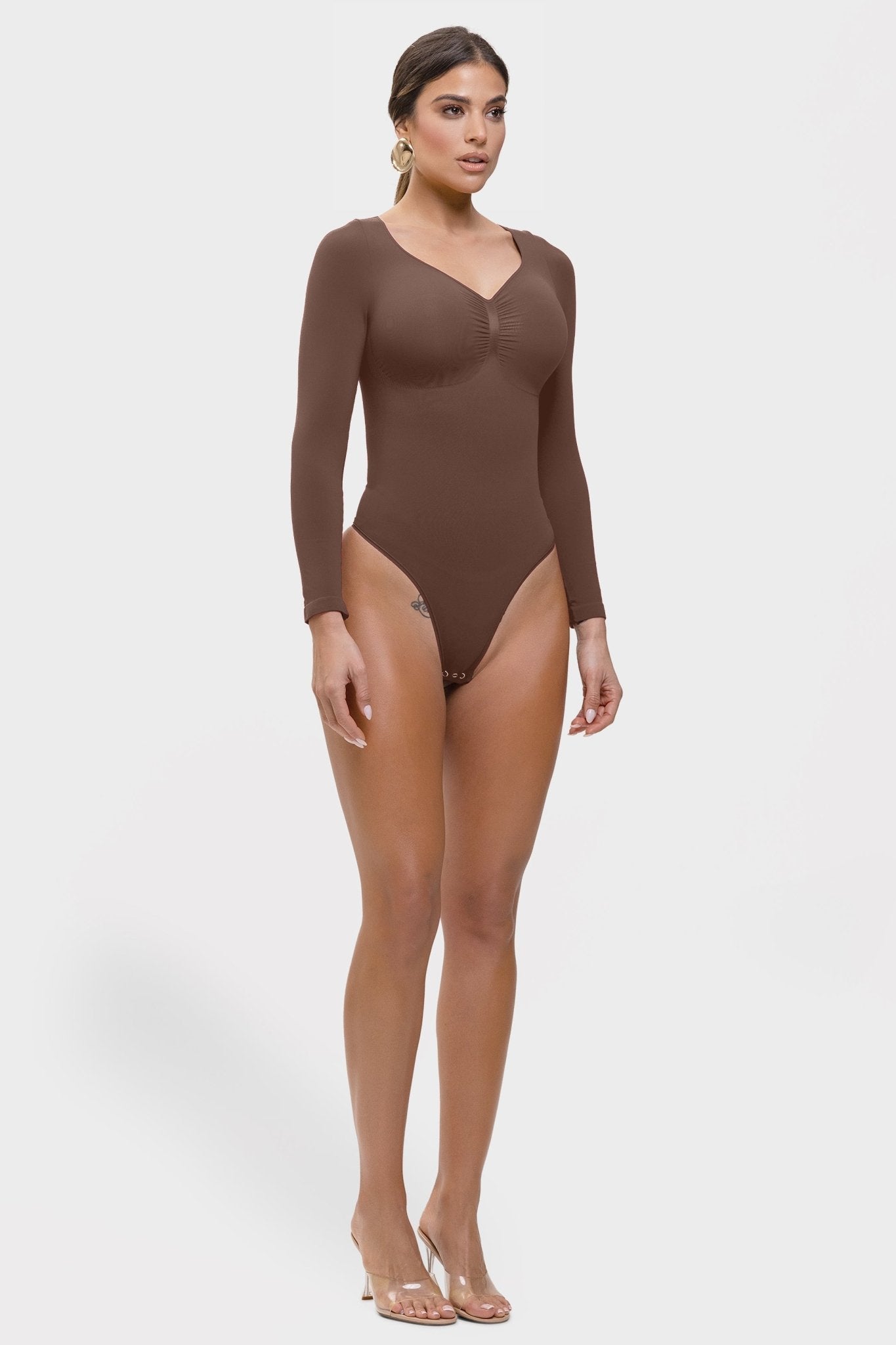 Stefanie Lange Mouw -  Naadloze Body met String, Borstondersteuning & Buikcontrole