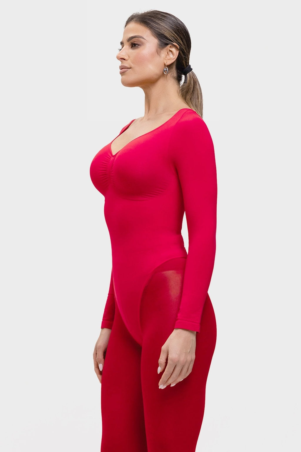 Stefanie Lange Mouw -  Naadloze Body met String, Borstondersteuning & Buikcontrole