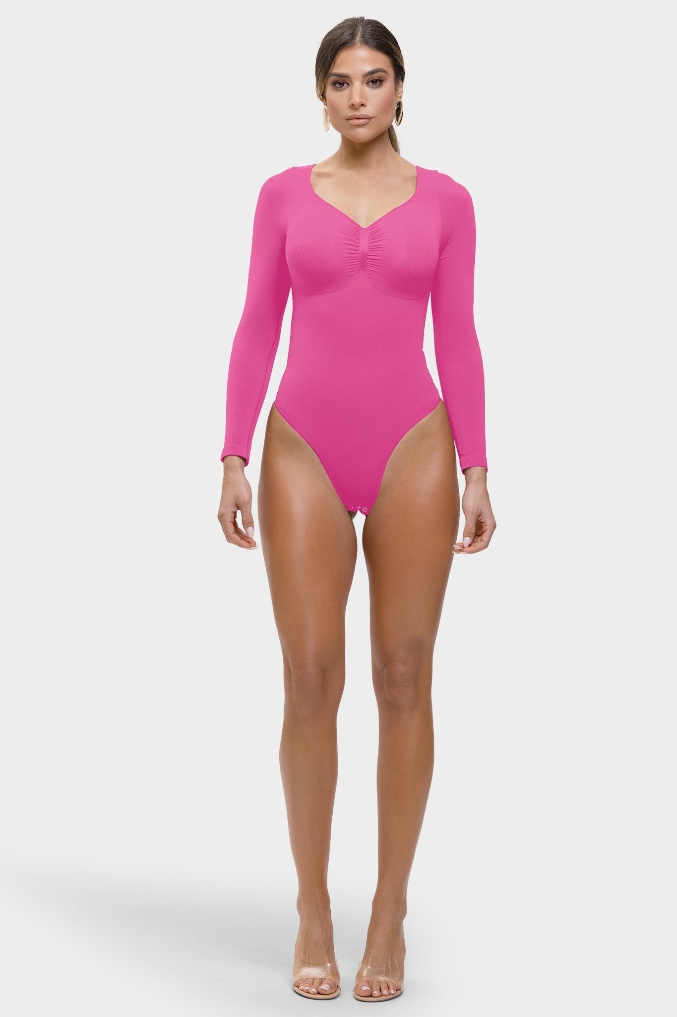 Stefanie Lange Mouw -  Naadloze Body met String, Borstondersteuning & Buikcontrole