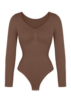 Stefanie Lange Mouw -  Naadloze Body met String, Borstondersteuning & Buikcontrole