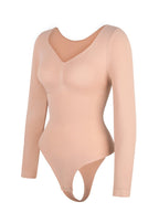 Stefanie Lange Mouw -  Naadloze Body met String, Borstondersteuning & Buikcontrole