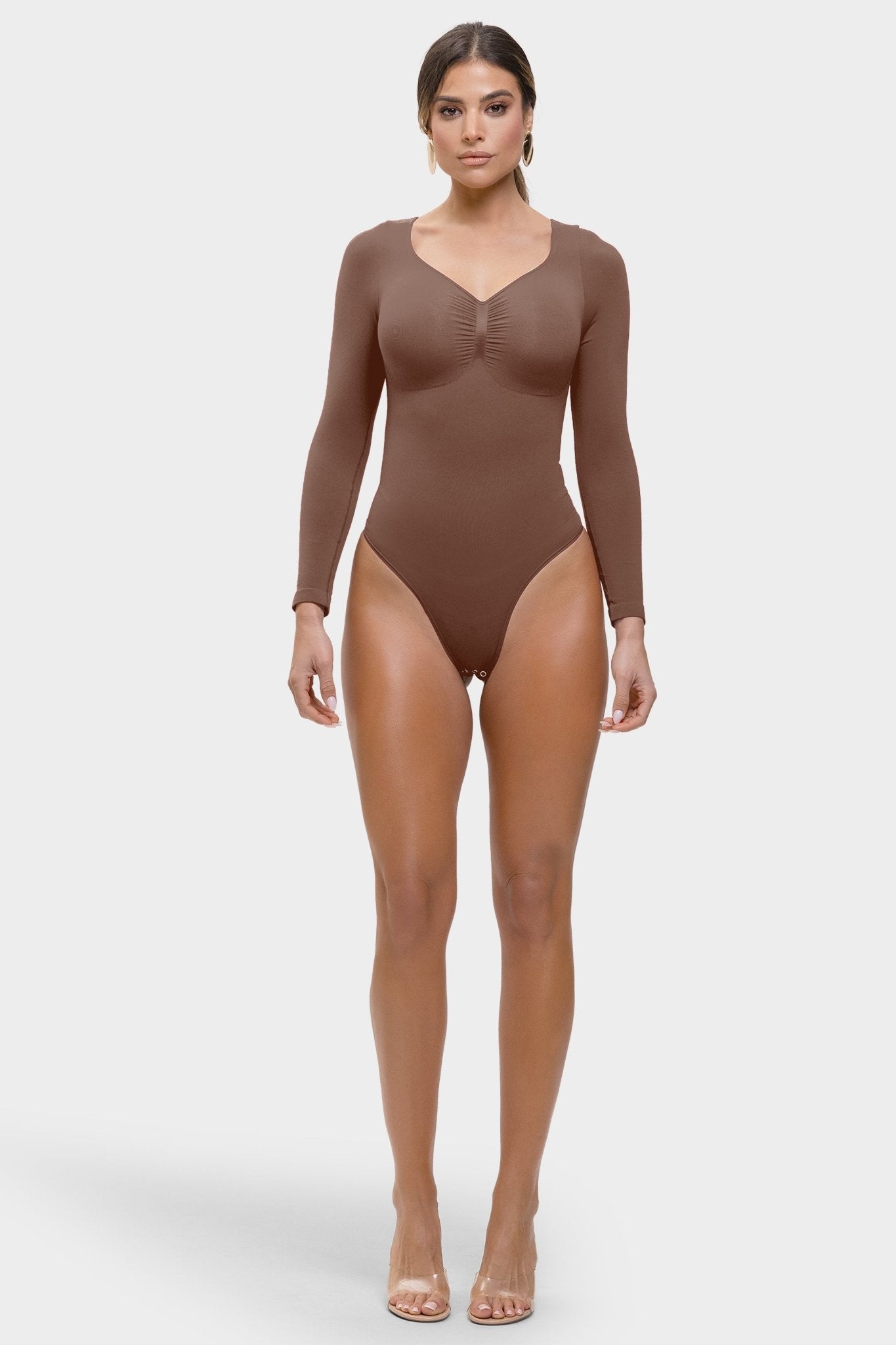 Stefanie Lange Mouw -  Naadloze Body met String, Borstondersteuning & Buikcontrole
