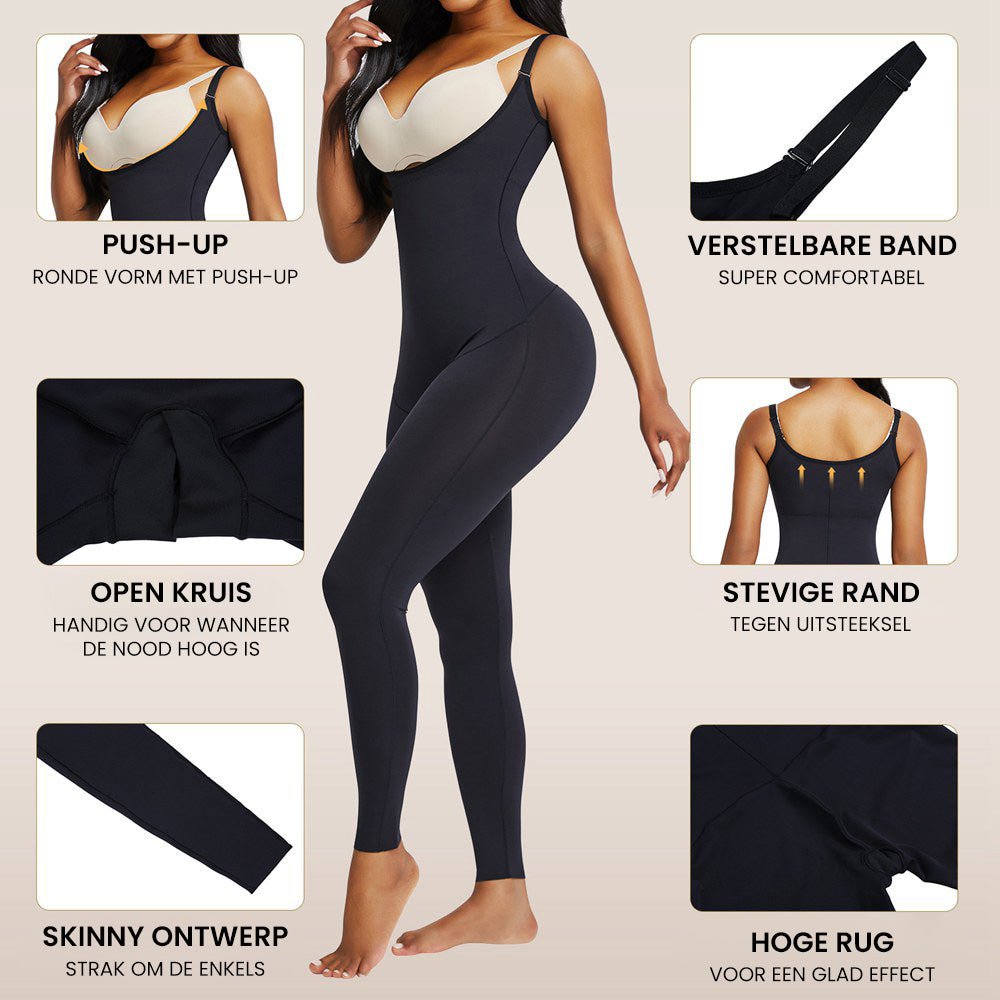 Naomi - Full Body Shaper Open Borst Verstelbare Bandjes