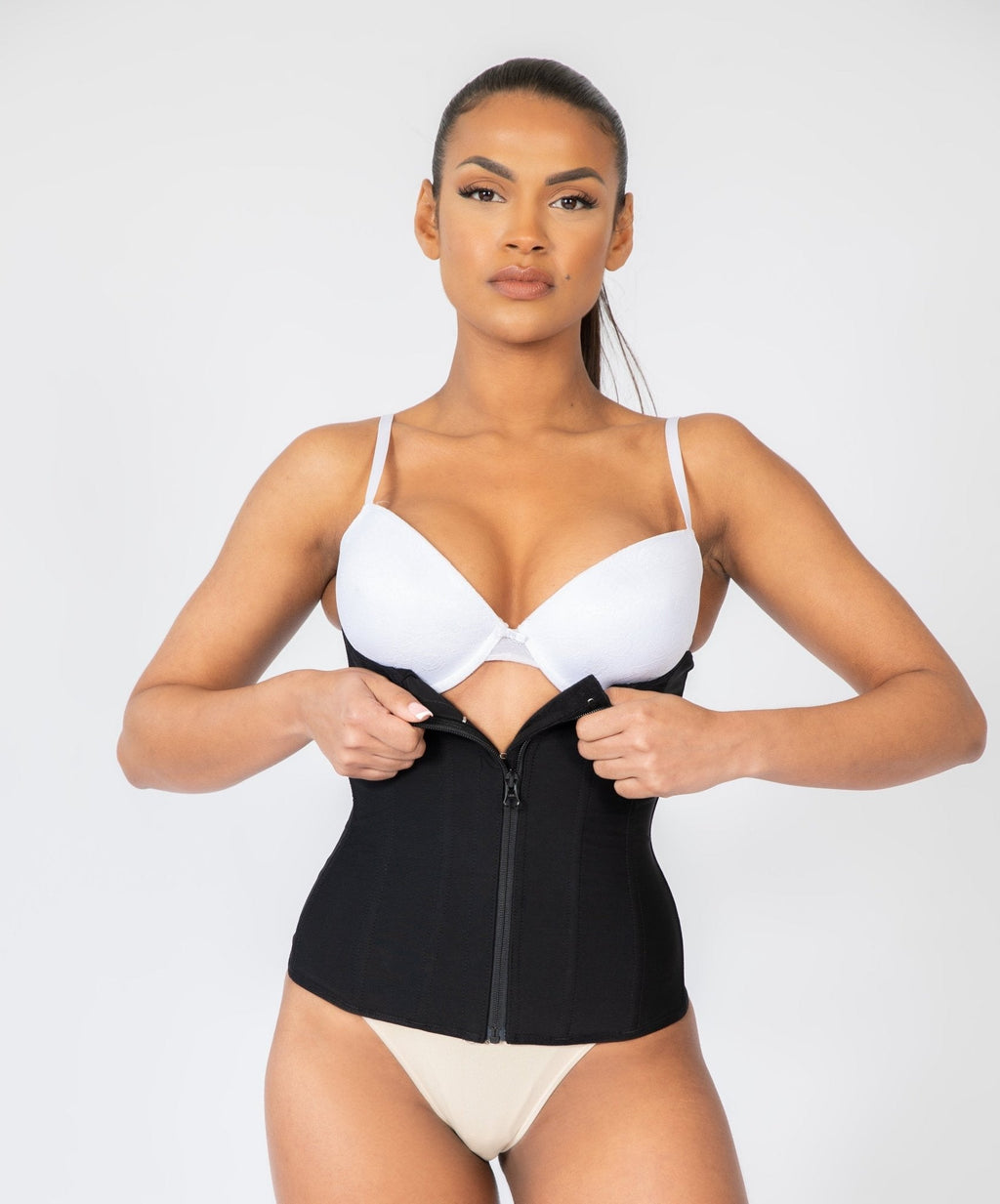 Tara - Waist Trainer Met Rits En Haakjes - 9 Stalen Baleinen