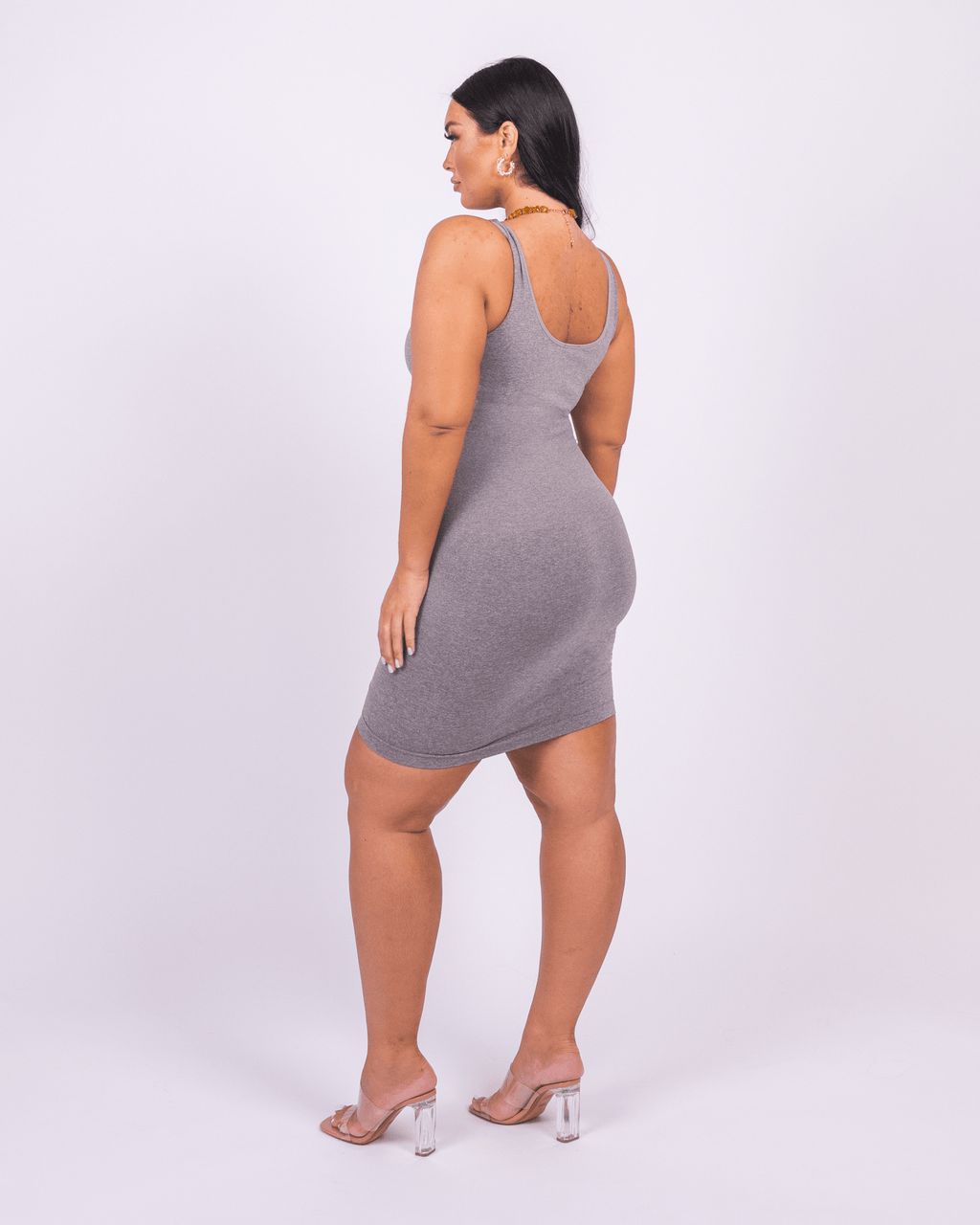 Valencia - Shaper Mini Jurk Vierkante Hals